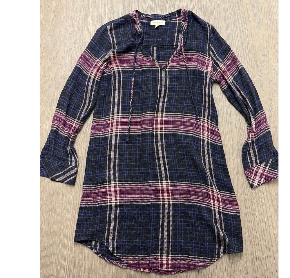 Anthropologie Cloth & Stone Plaid Tunic Shirt Dress Women’s Small